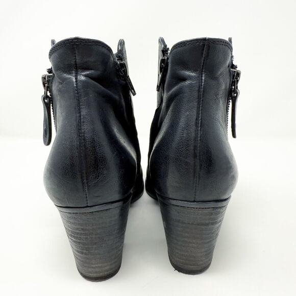 Paul Green Black Leather Ankle Booties Women's Sz 5.5UK Side Zip Made in Austria - Picture 6 of 9